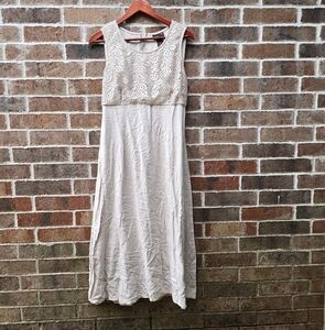Scarlett Cream Lace Midi Dress Linen Sz 16